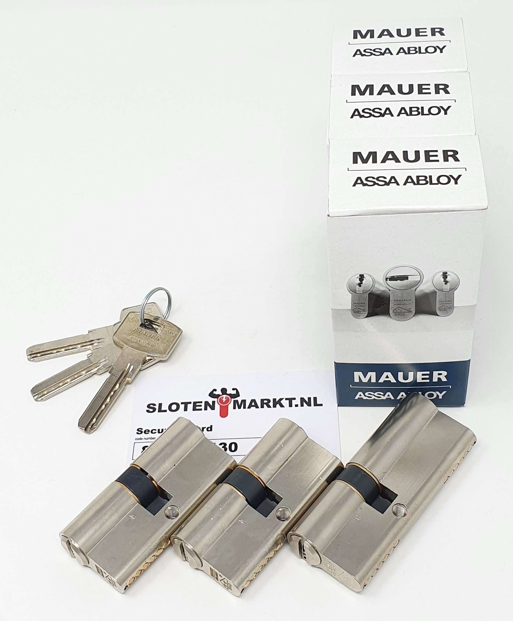Certificaat cilinder Mauer SKG**® set 2x 30-30 en 1x 30-45 GLS