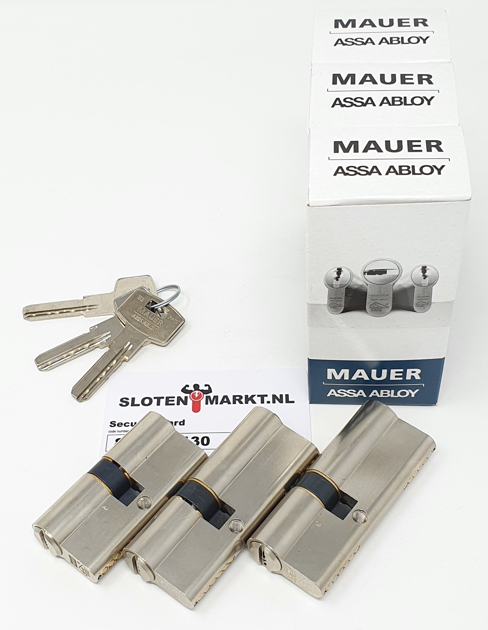 Certificaat cilinder Mauer SKG**® set 1x 30-30 en 2x 30-45 GLS
